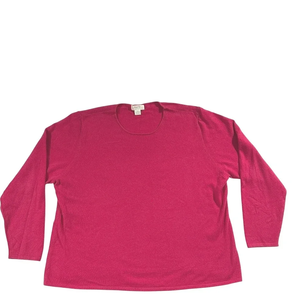 Marshall Fields Cashmere Sweater Magenta Pink Crew Neck Pullover Womens 3X
